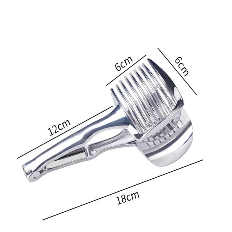 Stainless Steel Onion Holder & Slicer Guide – Multipurpose Vegetable Cutting Tool