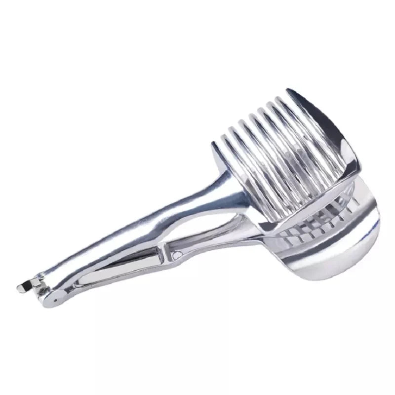 Stainless Steel Onion Holder & Slicer Guide – Multipurpose Vegetable Cutting Tool