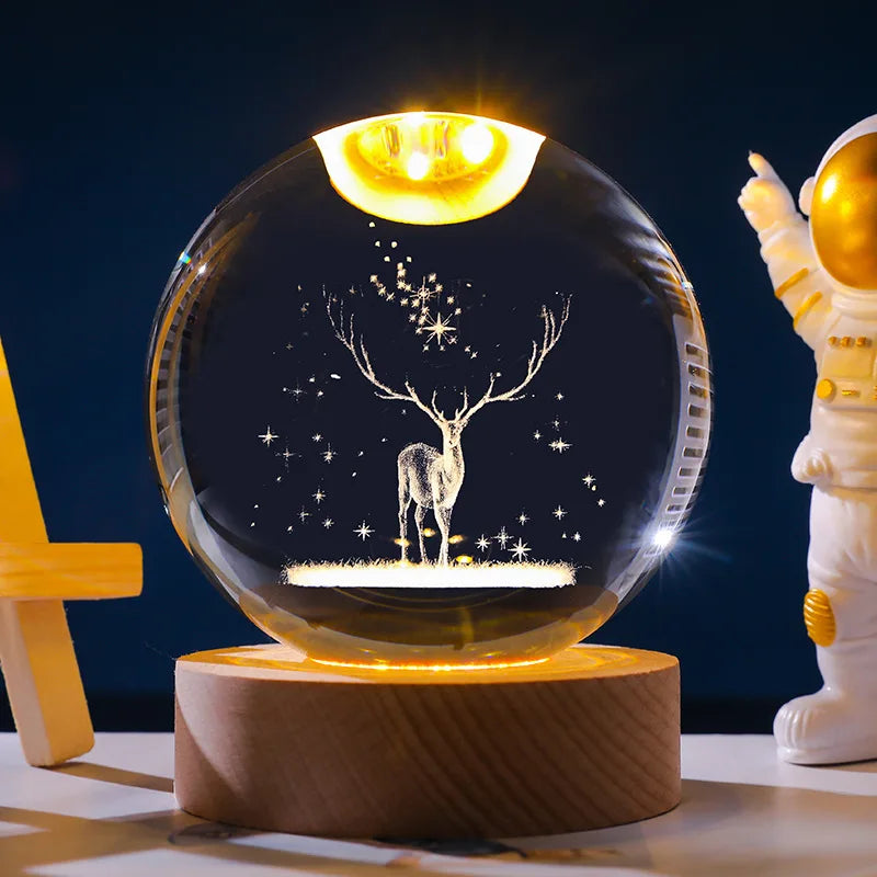Milky Way Galaxy Crystal Ball LED Night Light – Solar System Ambient Lamp for Kids & Bedroom Decor