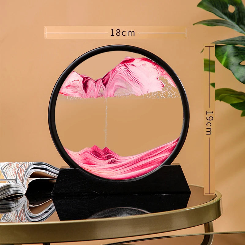 3D Moving Sand Art Hourglass – Round Glass Quicksand Flow Painting for Home & Office Decor