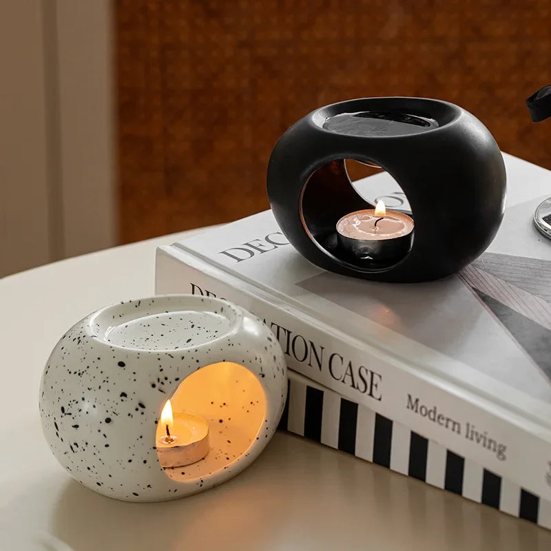 Ceramic Aromatherapy Furnace – Black Reed Diffuser & Essential Oil Burner for Home & Spa