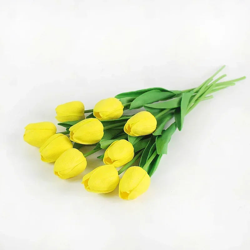 Real Touch Artificial Tulip Bouquet – 34cm PU Fake Flowers for Wedding, Home & Garden Decor