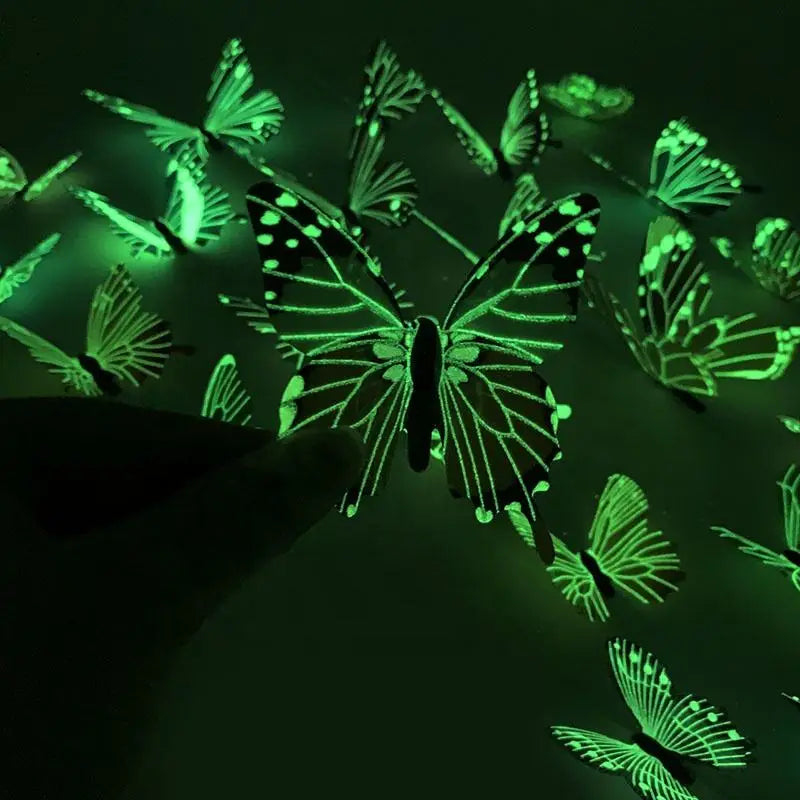 12PCS 3D Luminous Butterfly Wall Stickers – Glow-in-the-Dark DIY Decor for Bedroom, Living Room & Gifts