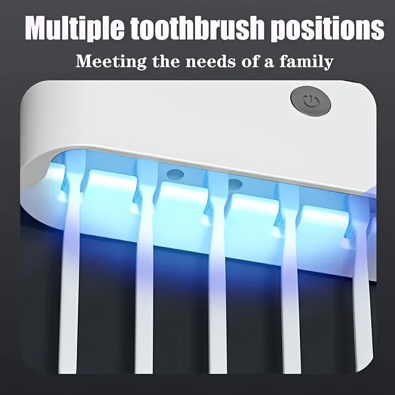 Intelligent UV Toothbrush Sterilizer – Wall-Mounted Holder with Automatic Toothpaste Dispenser
