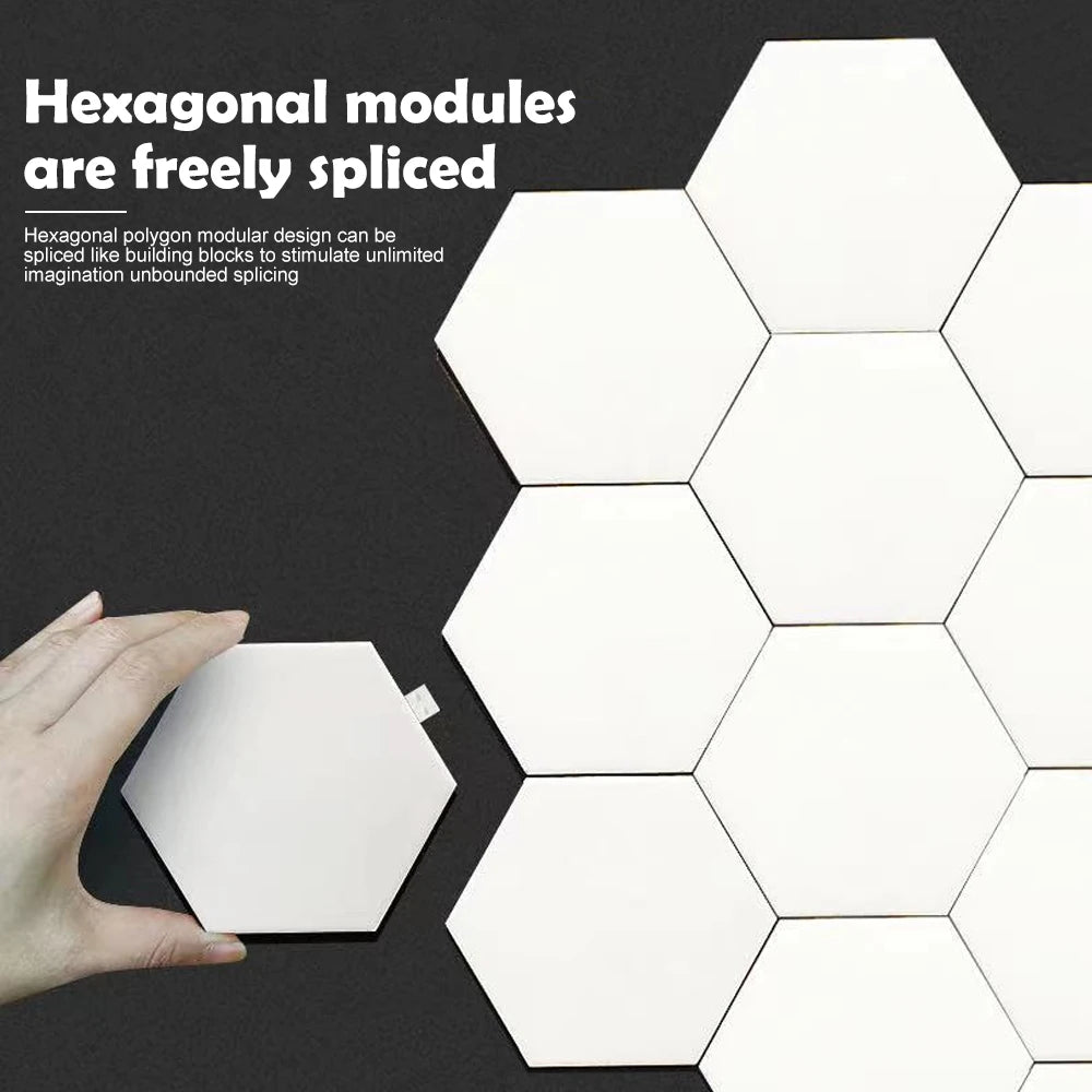 RGB Hexagonal Quantum Wall Light Panels – Smart LED Ambient Lamp with App & Remote Control for DIY Room Decor
