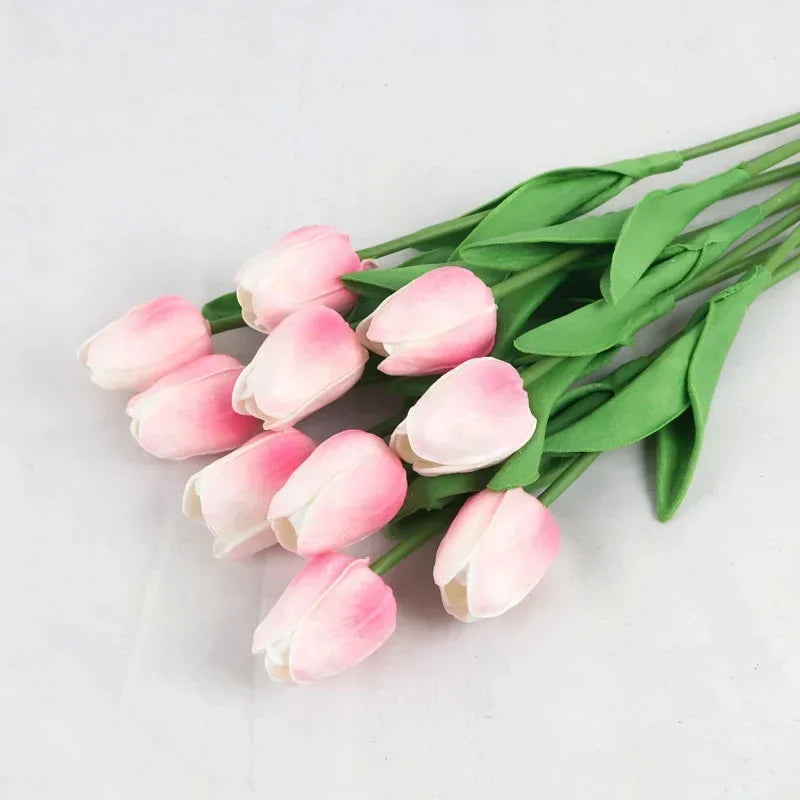 Real Touch Artificial Tulip Bouquet – 34cm PU Fake Flowers for Wedding, Home & Garden Decor
