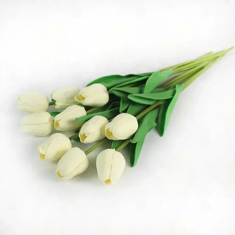 Real Touch Artificial Tulip Bouquet – 34cm PU Fake Flowers for Wedding, Home & Garden Decor