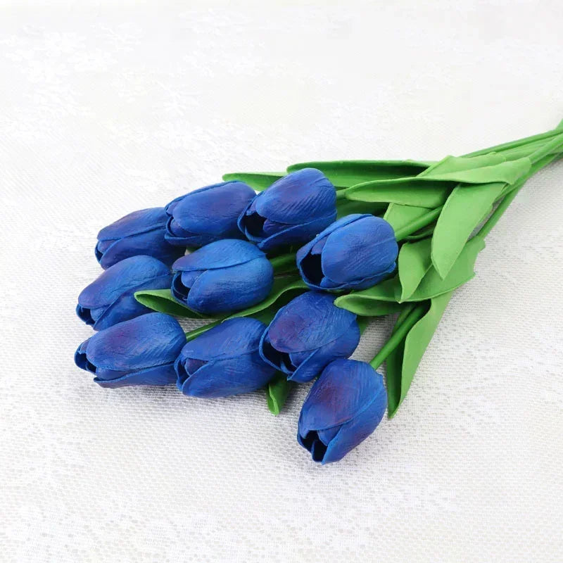 Real Touch Artificial Tulip Bouquet – 34cm PU Fake Flowers for Wedding, Home & Garden Decor