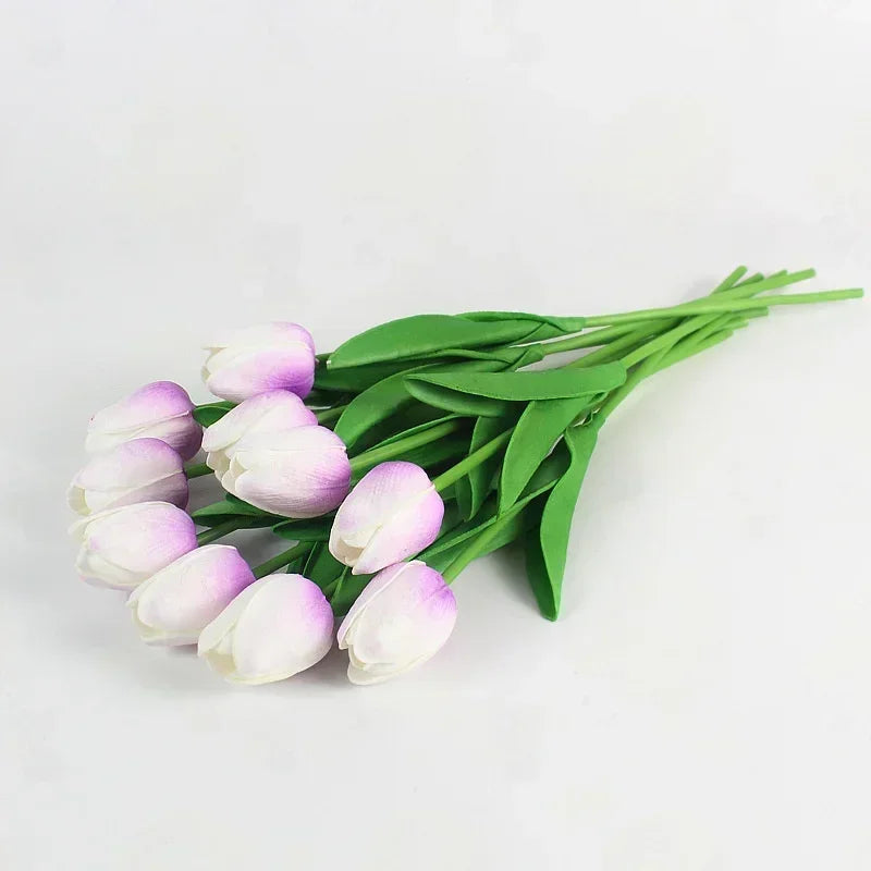 Real Touch Artificial Tulip Bouquet – 34cm PU Fake Flowers for Wedding, Home & Garden Decor