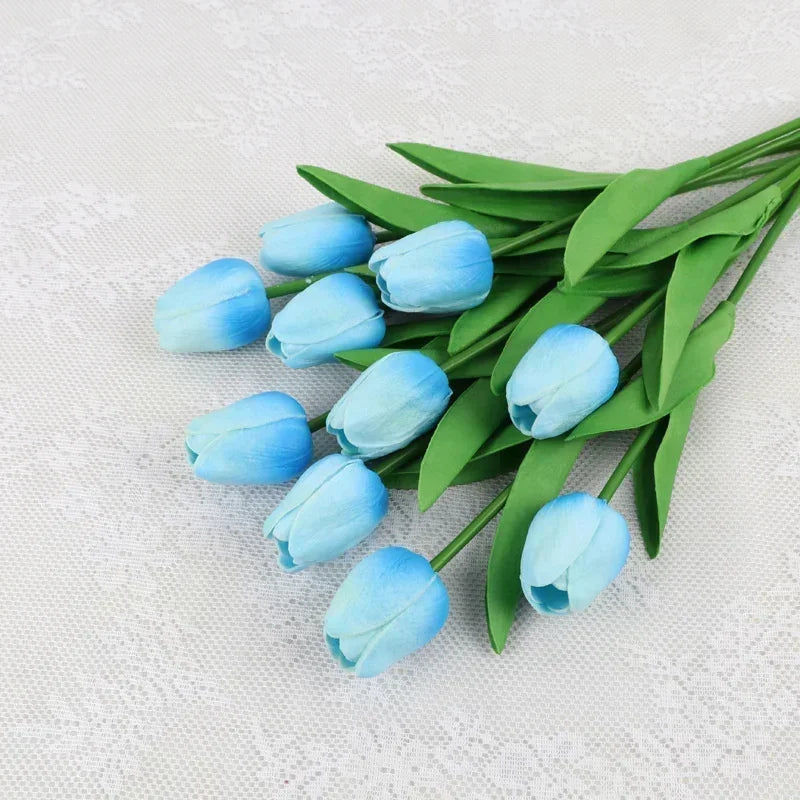 Real Touch Artificial Tulip Bouquet – 34cm PU Fake Flowers for Wedding, Home & Garden Decor