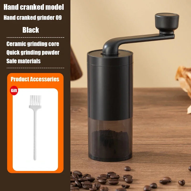 Manual Coffee Grinder with Ceramic Burr – Adjustable Hand Crank Bean Grinder for Home & Travel