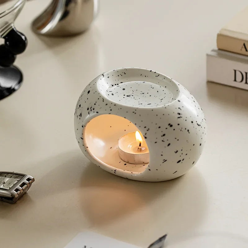 Ceramic Aromatherapy Furnace – Black Reed Diffuser & Essential Oil Burner for Home & Spa