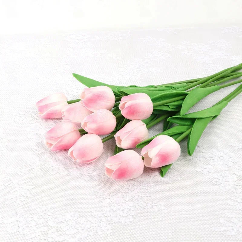 Real Touch Artificial Tulip Bouquet – 34cm PU Fake Flowers for Wedding, Home & Garden Decor