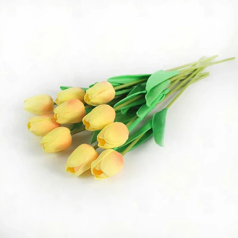 Real Touch Artificial Tulip Bouquet – 34cm PU Fake Flowers for Wedding, Home & Garden Decor