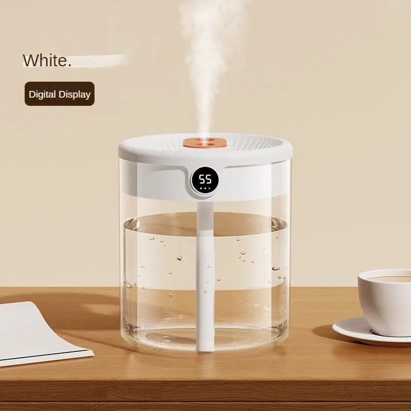 2L USB Double Spray Humidifier – Large Capacity Cool Mist with Night Light & Digital Display for Home & Office