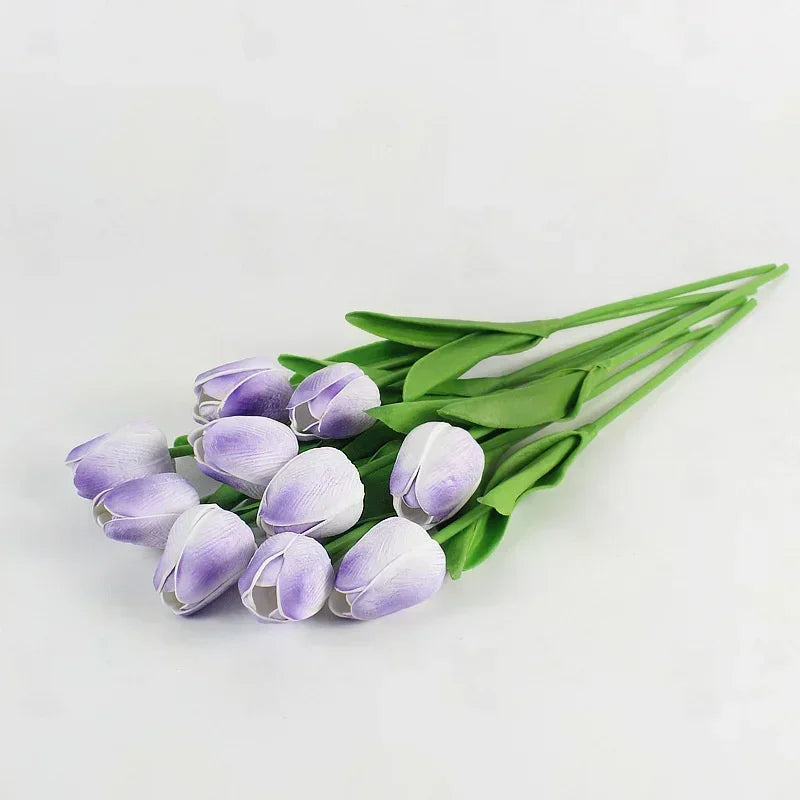 Real Touch Artificial Tulip Bouquet – 34cm PU Fake Flowers for Wedding, Home & Garden Decor