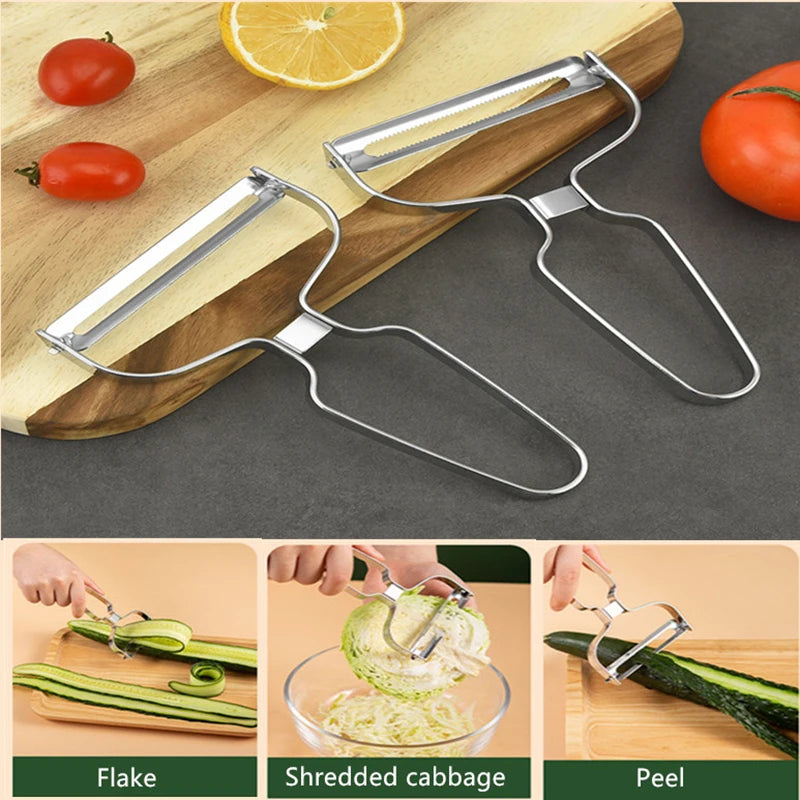 Stainless Steel Wide Mouth Vegetable & Fruit Peeler – Multi-Use Slicer for Cabbage, Salad & Potatoes