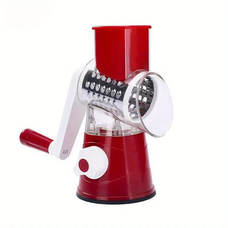 Manual Rotary Vegetable Cutter & Slicer – 3-in-1 Drum Grater for Cheese, Garlic & Potatoes