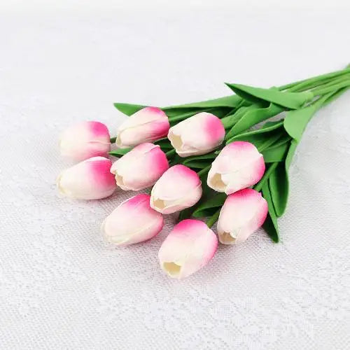 Real Touch Artificial Tulip Bouquet – 34cm PU Fake Flowers for Wedding, Home & Garden Decor