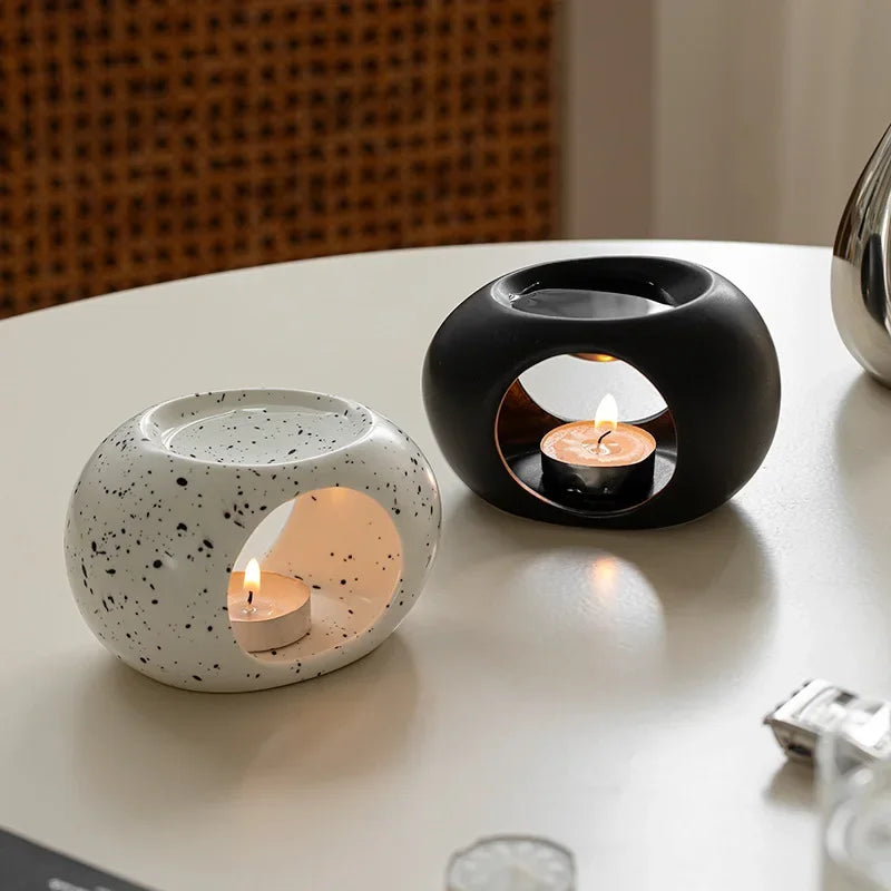 Ceramic Aromatherapy Furnace – Black Reed Diffuser & Essential Oil Burner for Home & Spa