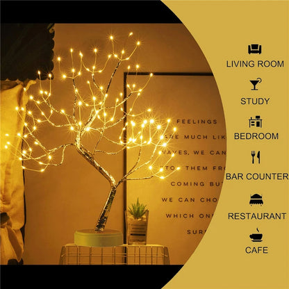 Mini LED Christmas Tree Night Light – Copper Wire Fairy Lamp for Kids’ Bedroom & Holiday Decor