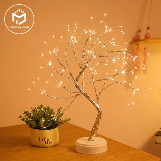 Mini LED Christmas Tree Night Light – Copper Wire Fairy Lamp for Kids’ Bedroom & Holiday Decor