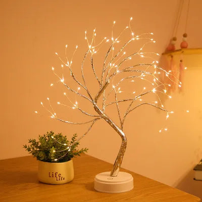 Mini LED Christmas Tree Night Light – Copper Wire Fairy Lamp for Kids’ Bedroom & Holiday Decor