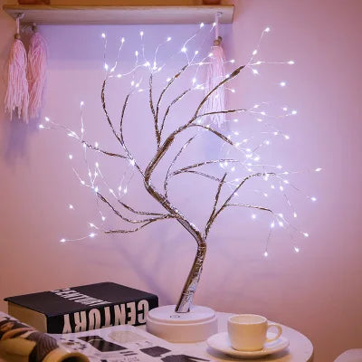 Mini LED Christmas Tree Night Light – Copper Wire Fairy Lamp for Kids’ Bedroom & Holiday Decor
