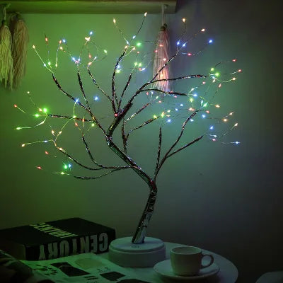 Mini LED Christmas Tree Night Light – Copper Wire Fairy Lamp for Kids’ Bedroom & Holiday Decor