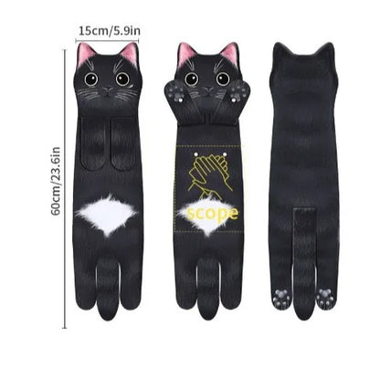 Funny Cat-Shaped Hanging Hand Towels – Soft Microfiber Quick-Dry Towels for Kitchen & Bathroom