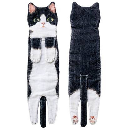 Funny Cat-Shaped Hanging Hand Towels – Soft Microfiber Quick-Dry Towels for Kitchen & Bathroom