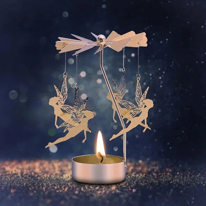 Rotating Metal Candle Holder – Spinning Christmas & Party Decoration for Table Centerpieces