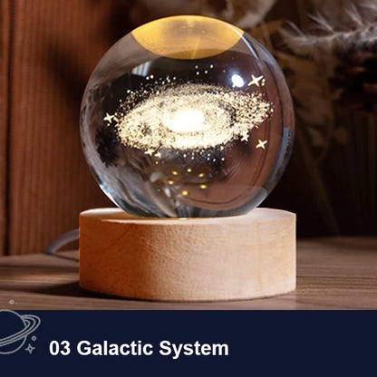 Milky Way Galaxy Crystal Ball LED Night Light – Solar System Ambient Lamp for Kids & Bedroom Decor