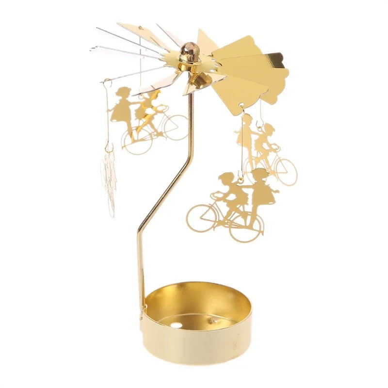Rotating Metal Candle Holder – Spinning Christmas & Party Decoration for Table Centerpieces