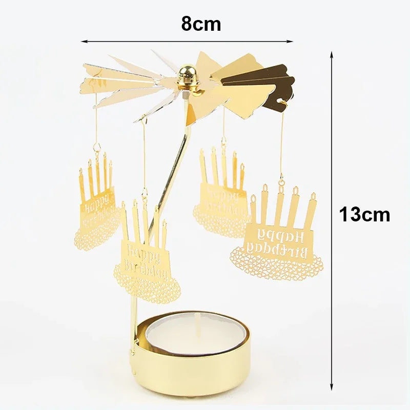 Rotating Metal Candle Holder – Spinning Christmas & Party Decoration for Table Centerpieces
