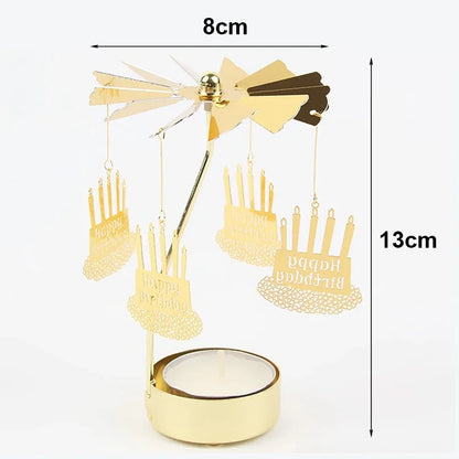 Rotating Metal Candle Holder – Spinning Christmas & Party Decoration for Table Centerpieces
