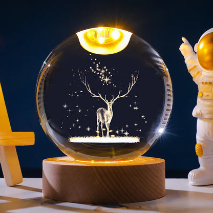 Milky Way Galaxy Crystal Ball LED Night Light – Solar System Ambient Lamp for Kids & Bedroom Decor