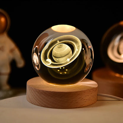 Milky Way Galaxy Crystal Ball LED Night Light – Solar System Ambient Lamp for Kids & Bedroom Decor