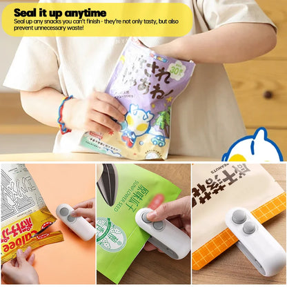 2-in-1 Mini Rechargeable Bag Sealer – Heat Sealer & Cutter with Magnetic Back for Snack Storage