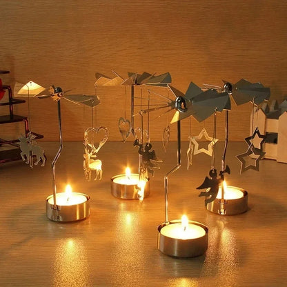 Rotating Metal Candle Holder – Spinning Christmas & Party Decoration for Table Centerpieces