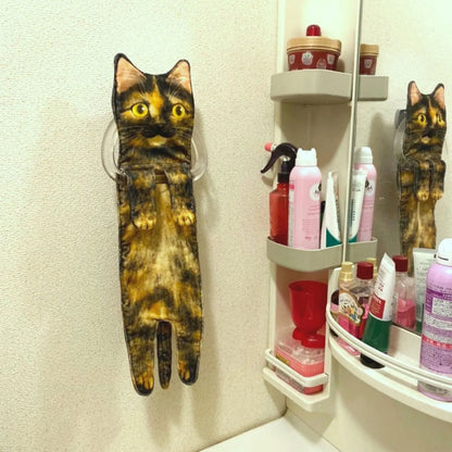 Funny Cat-Shaped Hanging Hand Towels – Soft Microfiber Quick-Dry Towels for Kitchen & Bathroom