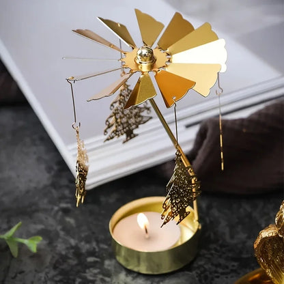 Rotating Metal Candle Holder – Spinning Christmas & Party Decoration for Table Centerpieces