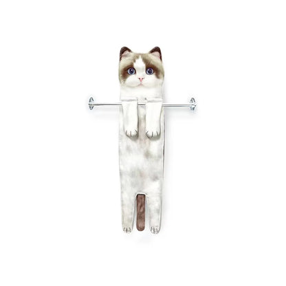 Funny Cat-Shaped Hanging Hand Towels – Soft Microfiber Quick-Dry Towels for Kitchen & Bathroom