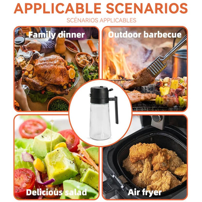 2-in-1 Oil Dispenser Bottle – 500ml Spray & Pour Plastic Container for Cooking, BBQ & Camping