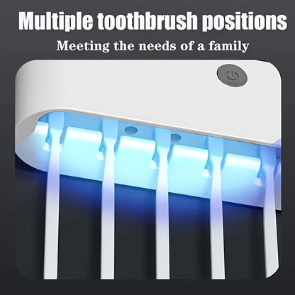 Intelligent UV Toothbrush Sterilizer – Wall-Mounted Holder with Automatic Toothpaste Dispenser