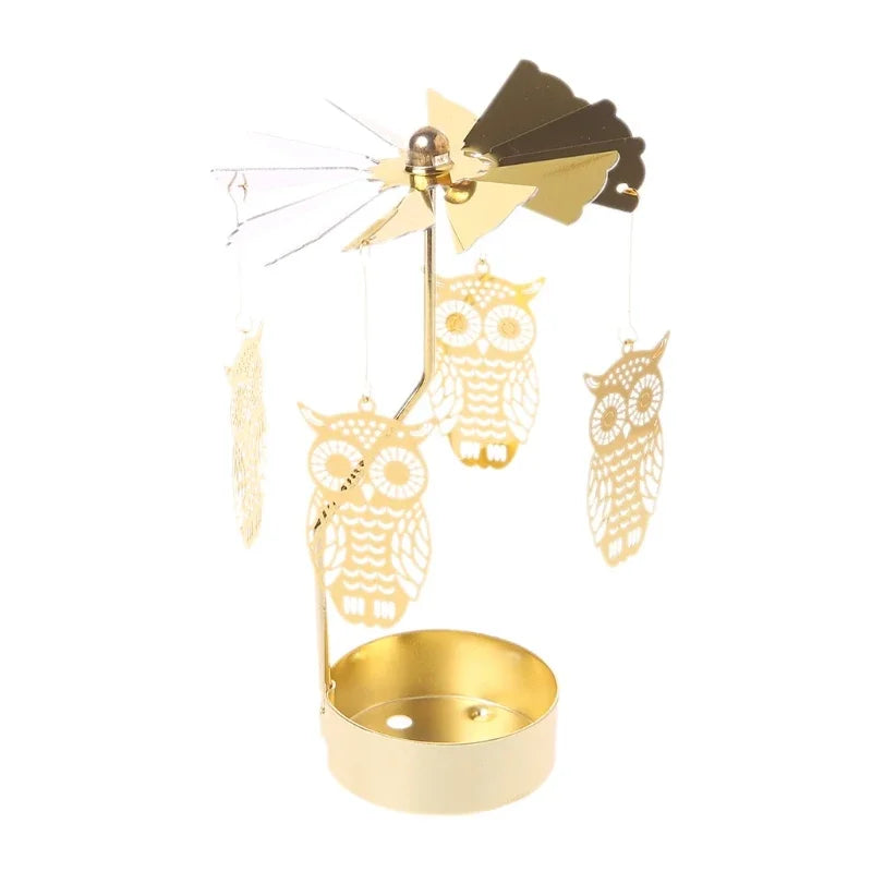 Rotating Metal Candle Holder – Spinning Christmas & Party Decoration for Table Centerpieces