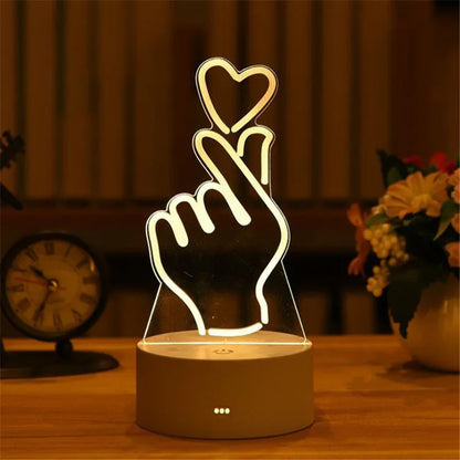 3D Acrylic LED Night Light – USB Neon Sign Lamp for Christmas, Bedroom & Gift Decor