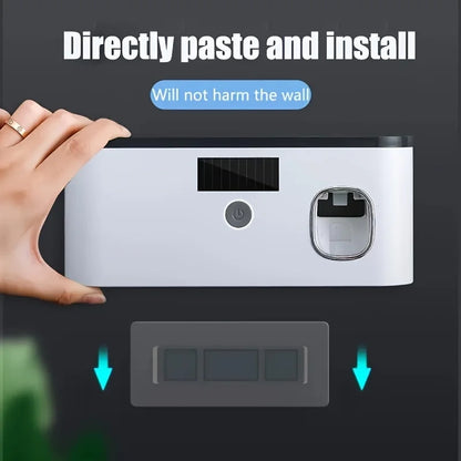 Intelligent UV Toothbrush Sterilizer – Wall-Mounted Holder with Automatic Toothpaste Dispenser