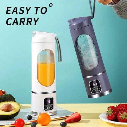 Mini Electric Portable Juicer Cup – 450ml Rechargeable Blender with Digital Display