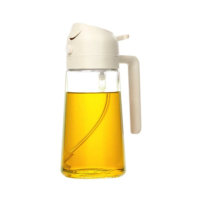 2-in-1 Oil Dispenser Bottle – 500ml Spray & Pour Plastic Container for Cooking, BBQ & Camping